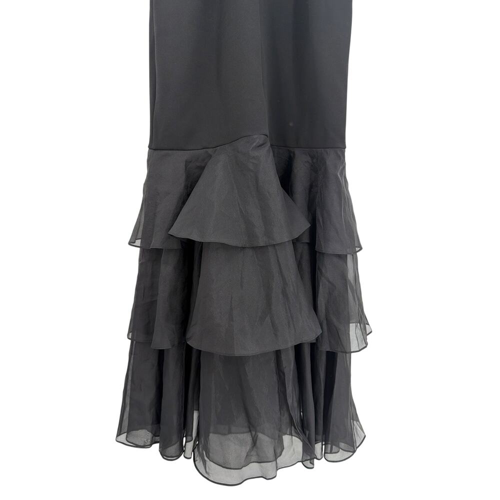 Aidan Mattox Women's Black Bonded Crepe Off The Shoulder Mermaid Gown Size 16 - Picture 8 of 12